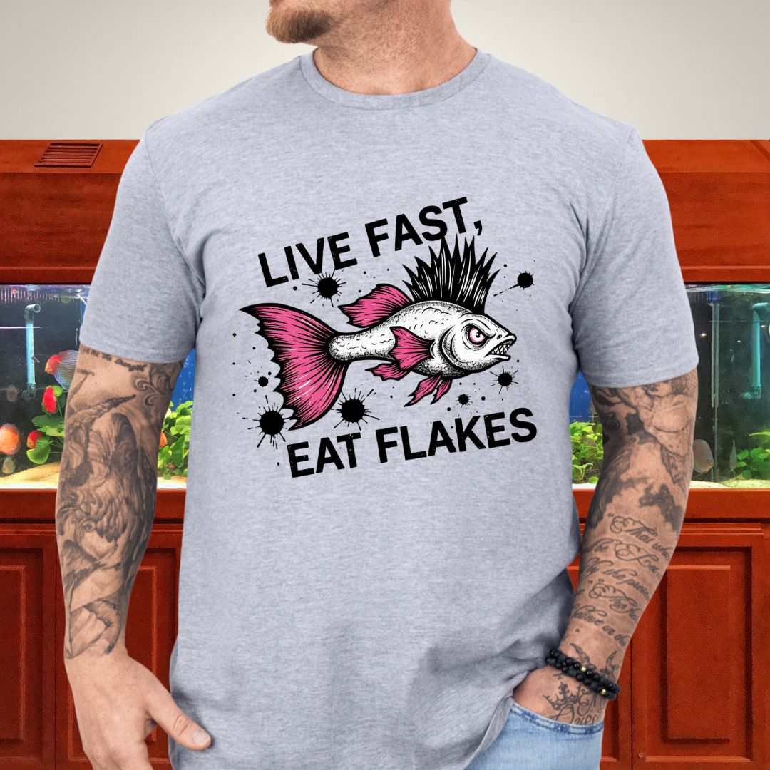 Live Fast, Eat Flakes Punk Guppy Tee