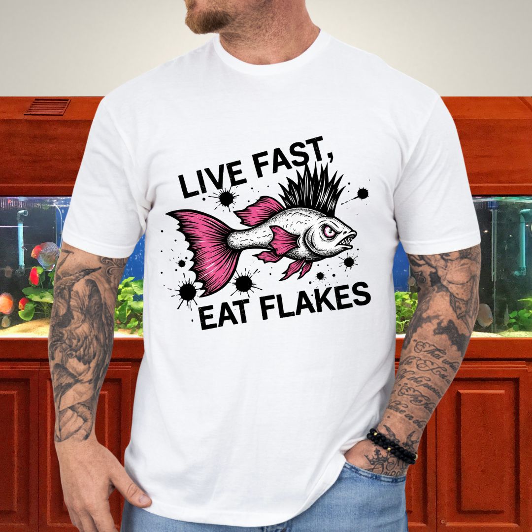Live Fast, Eat Flakes Punk Guppy Tee