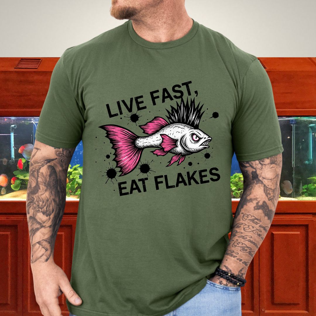 Live Fast, Eat Flakes Punk Guppy Tee