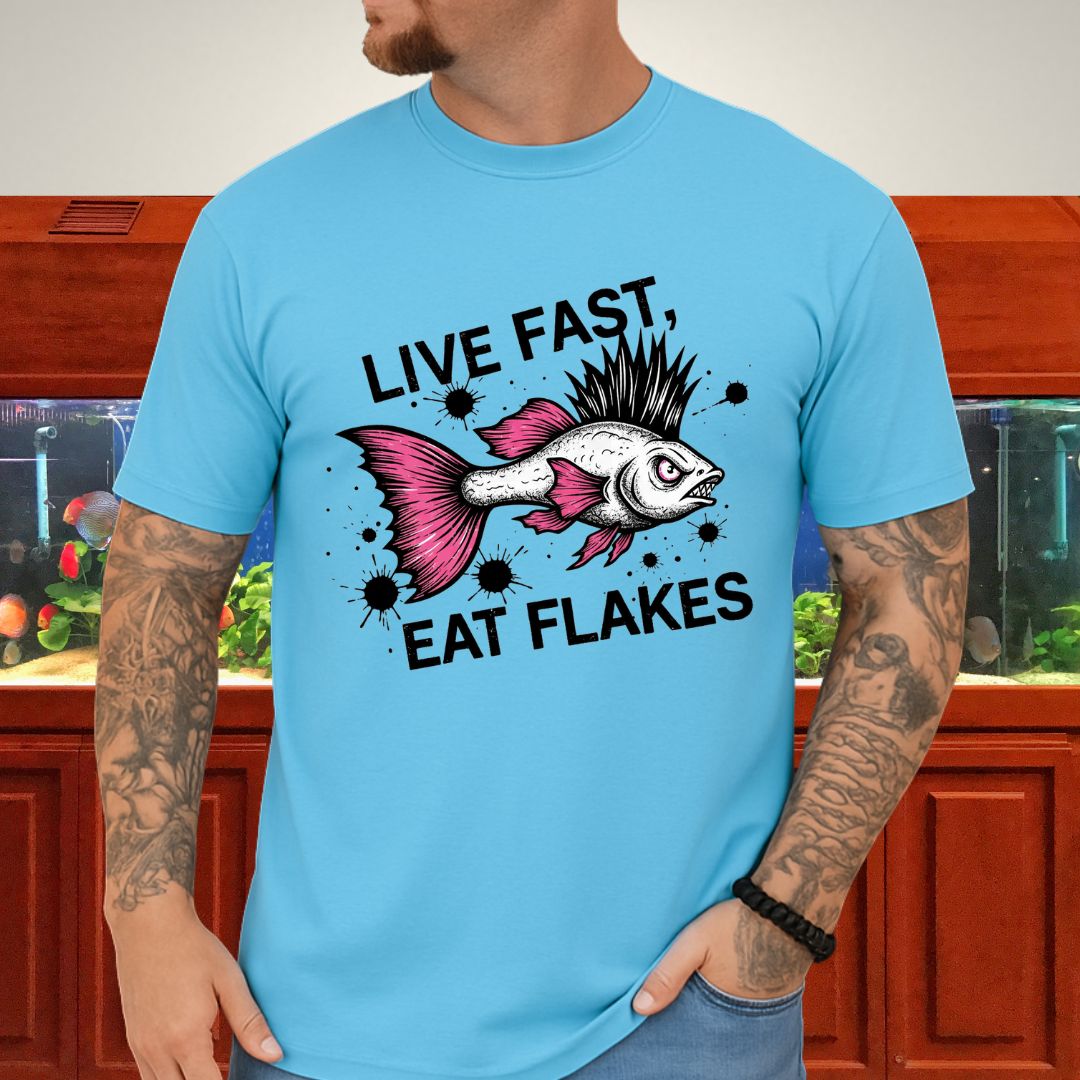 Live Fast, Eat Flakes Punk Guppy Tee