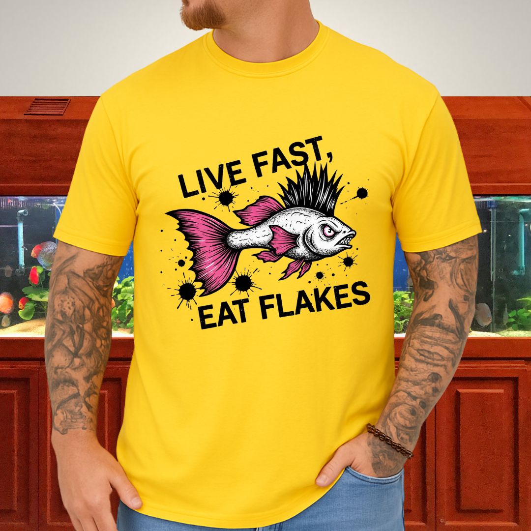 Live Fast, Eat Flakes Punk Guppy Tee