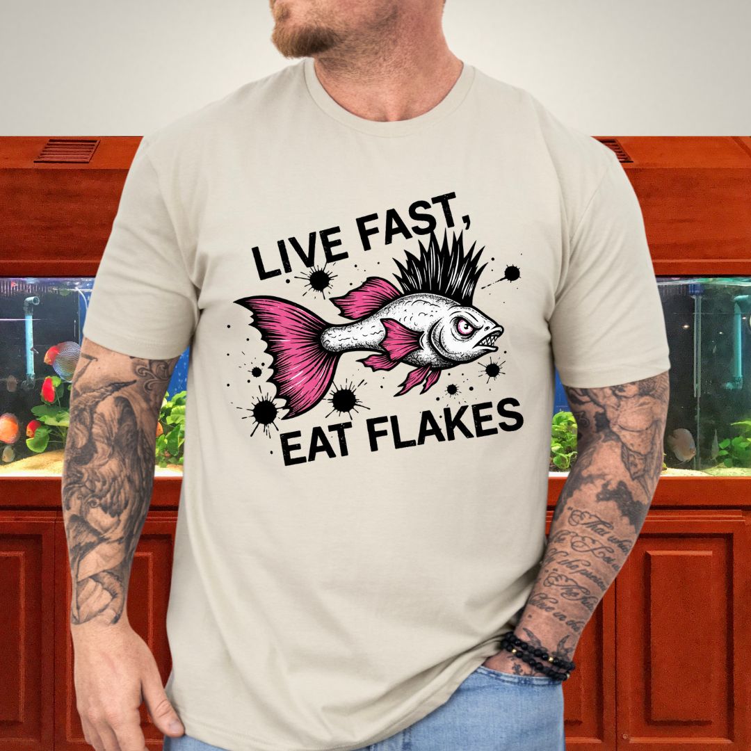Live Fast, Eat Flakes Punk Guppy Tee