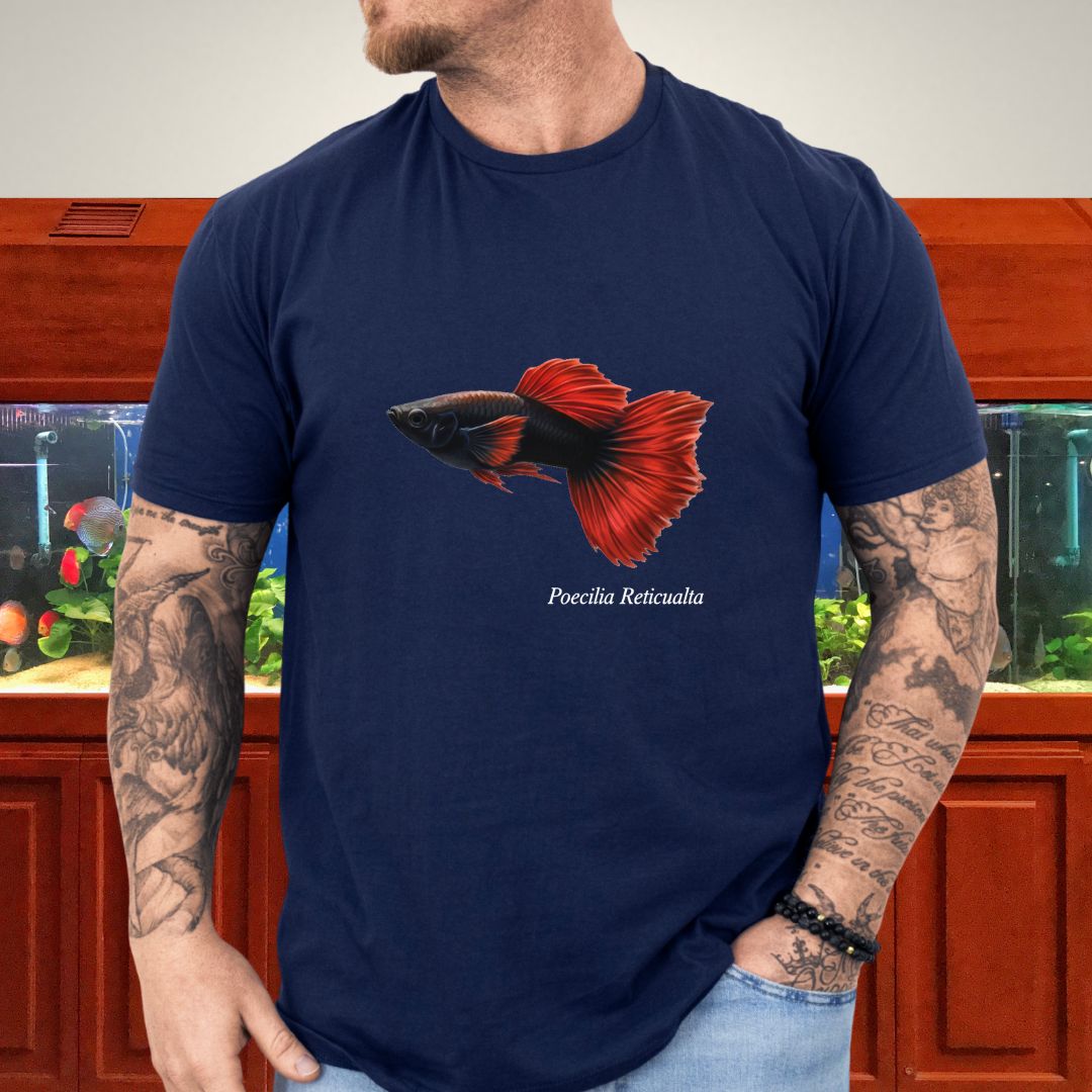 Poecilia Reticulata Half-Black Red Guppy Tee