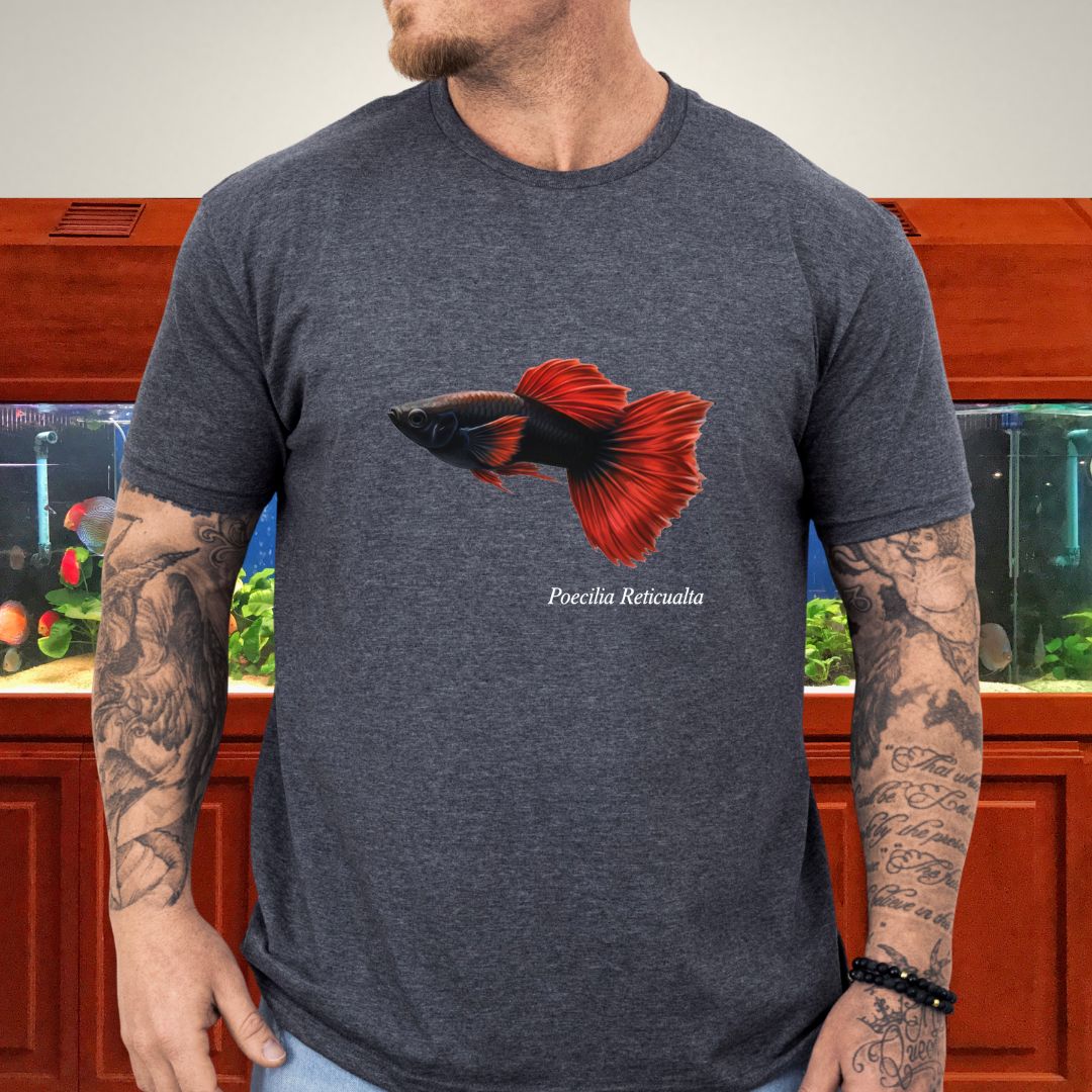 Poecilia Reticulata Half-Black Red Guppy Tee