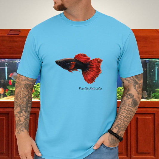 Poecilia Reticulata Half-Black Red Guppy Tee