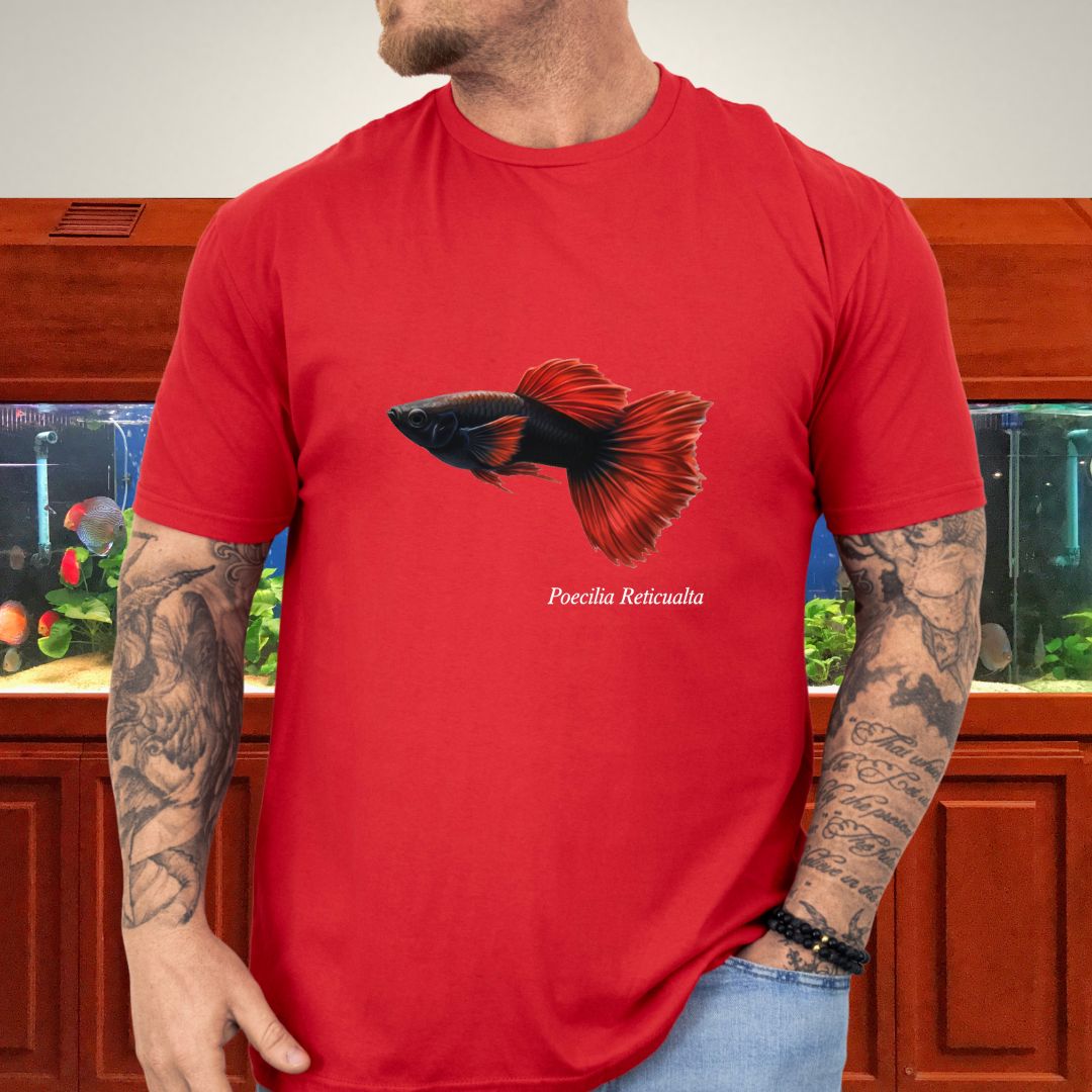 Poecilia Reticulata Half-Black Red Guppy Tee