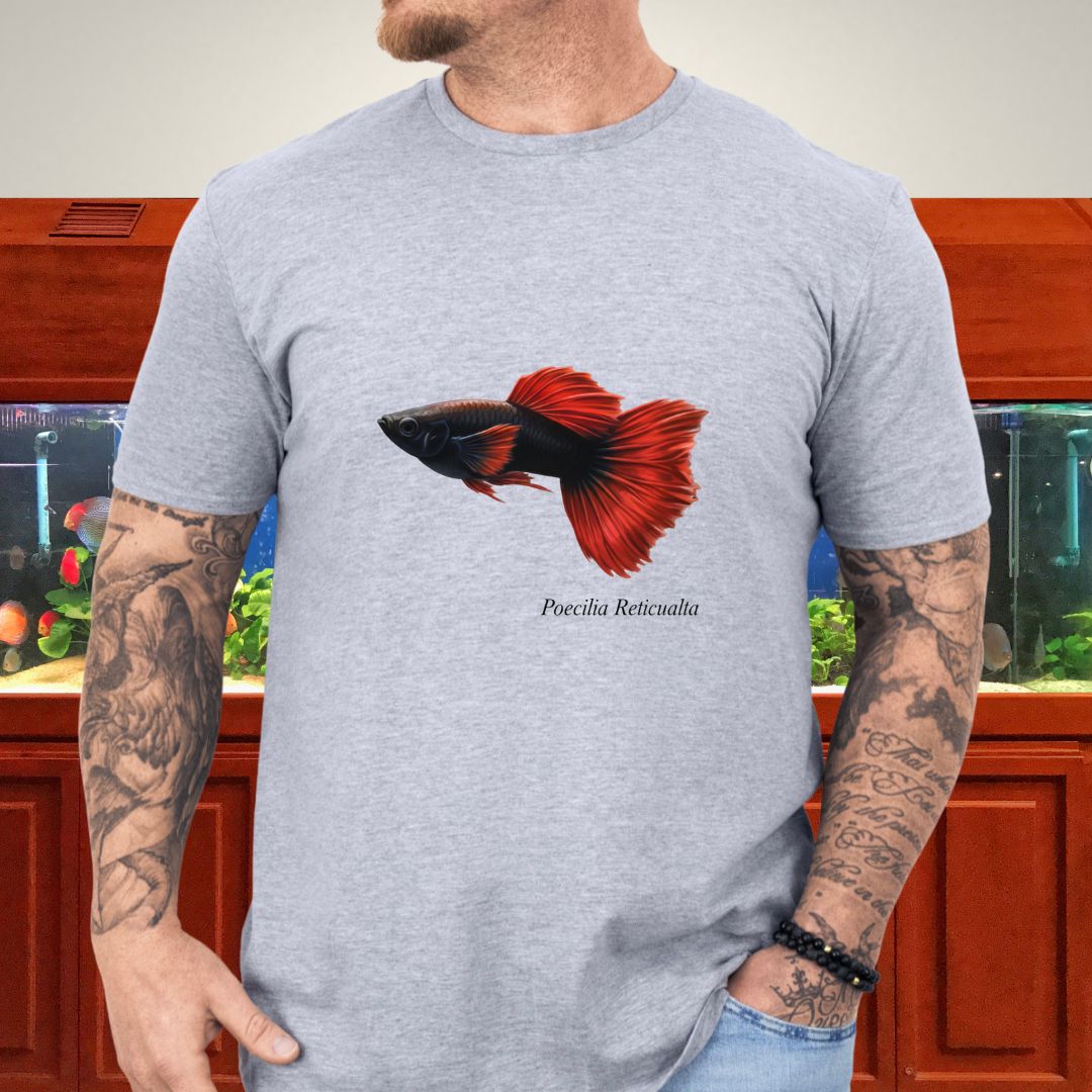 Poecilia Reticulata Half-Black Red Guppy Tee
