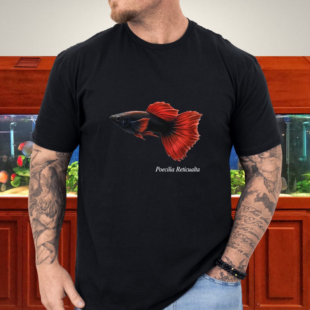 Poecilia Reticulata Half-Black Red Guppy Tee
