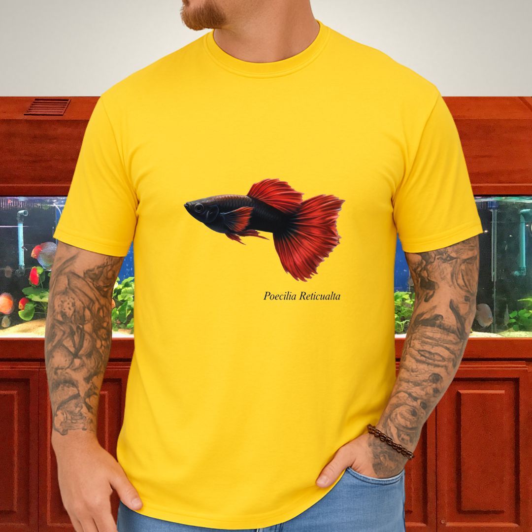 Poecilia Reticulata Half-Black Red Guppy Tee
