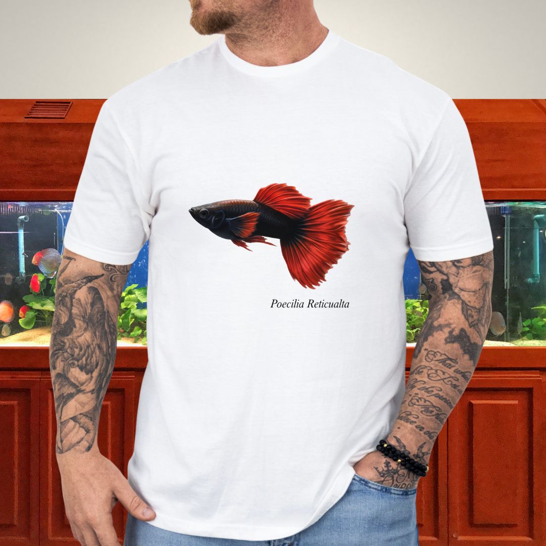 Poecilia Reticulata Half-Black Red Guppy Tee