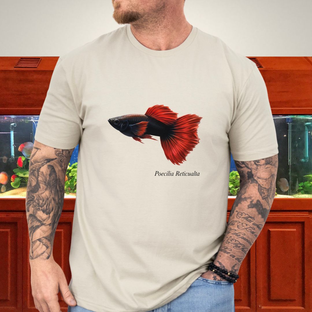 Poecilia Reticulata Half-Black Red Guppy Tee