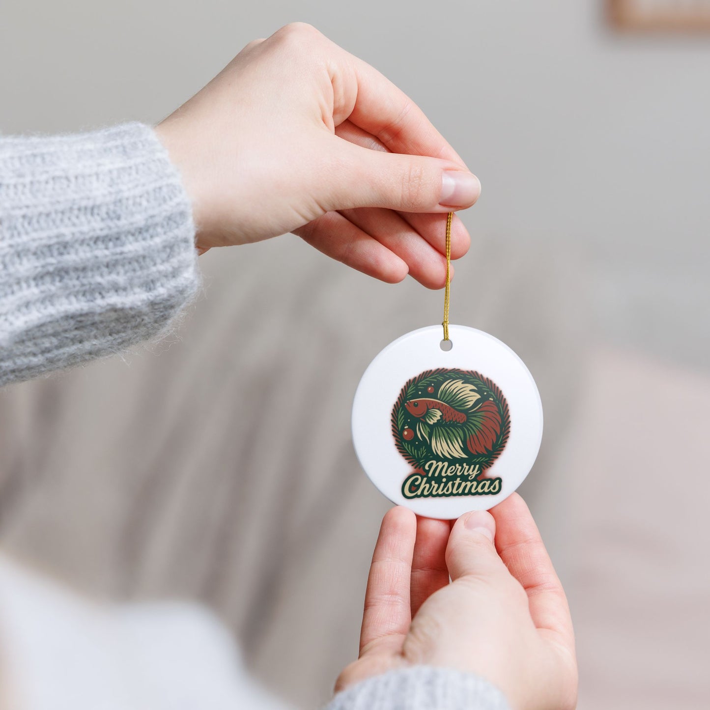 Merry Christmas Betta Ornament