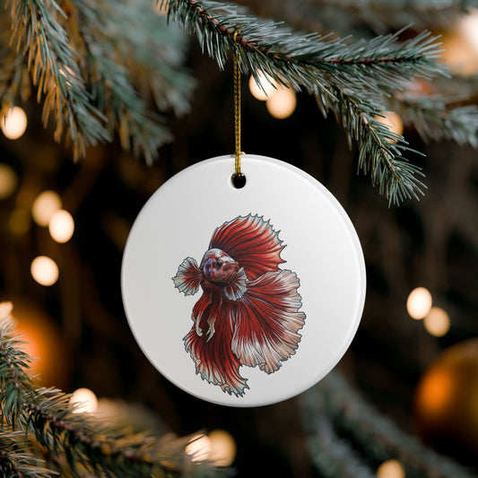 Red Marble Halfmoon Betta Ornament