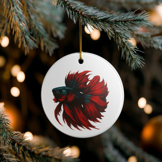 Crimson and Teal Betta Ornament