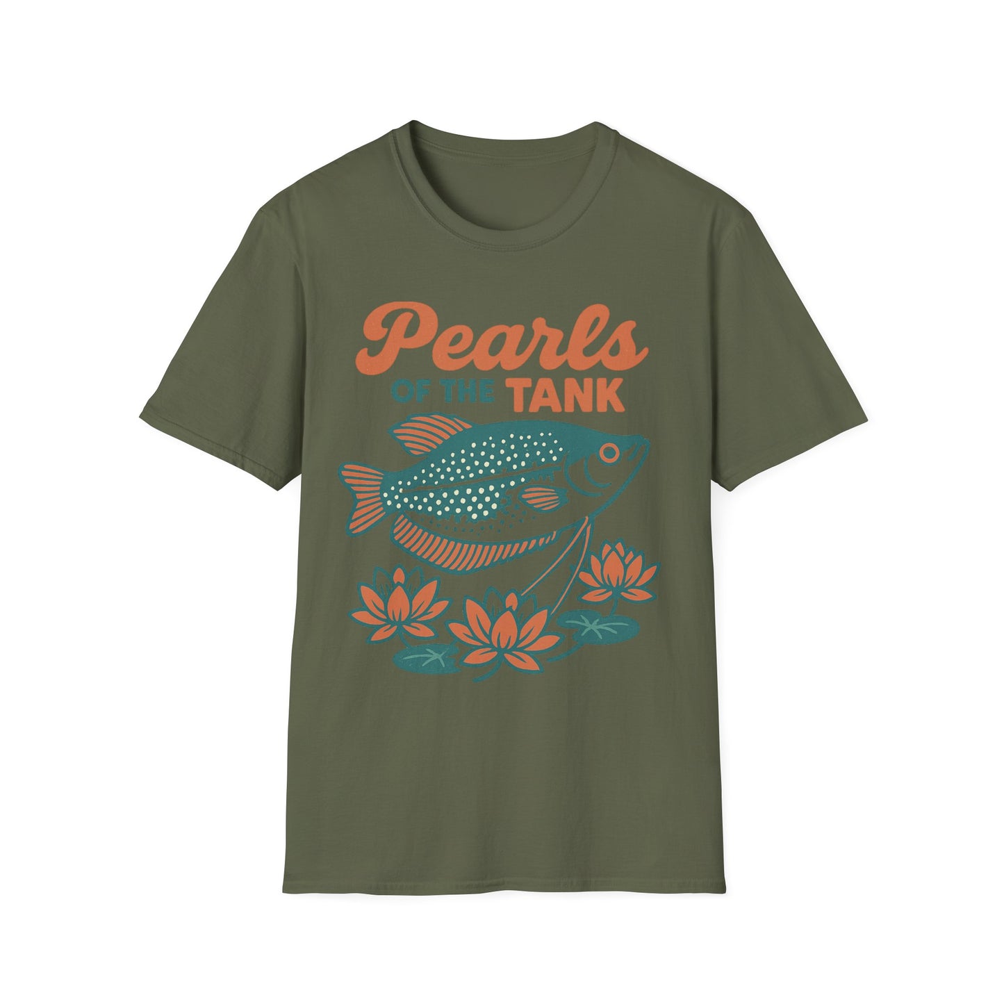 Pearls of the Tank Tee – Retro Pearl Gourami Lotus Design