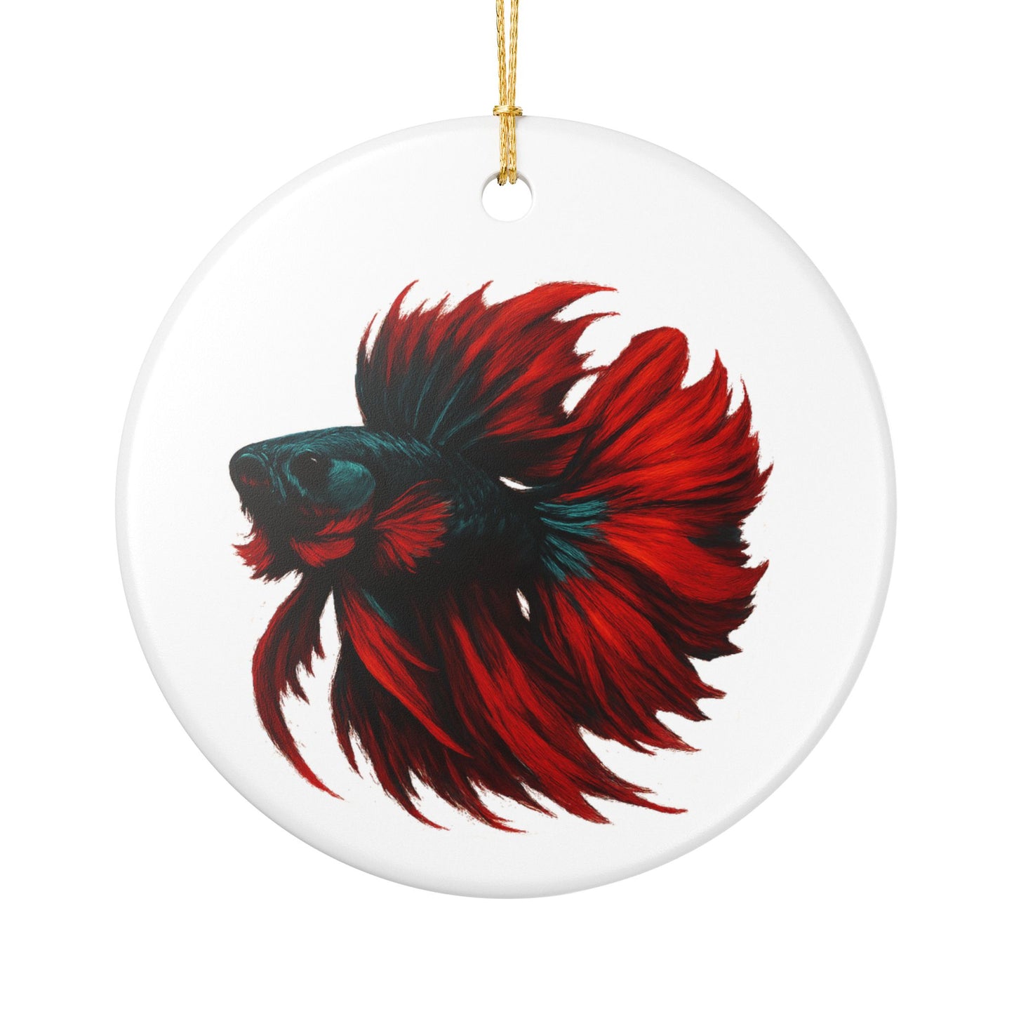 Crimson and Teal Betta Ornament