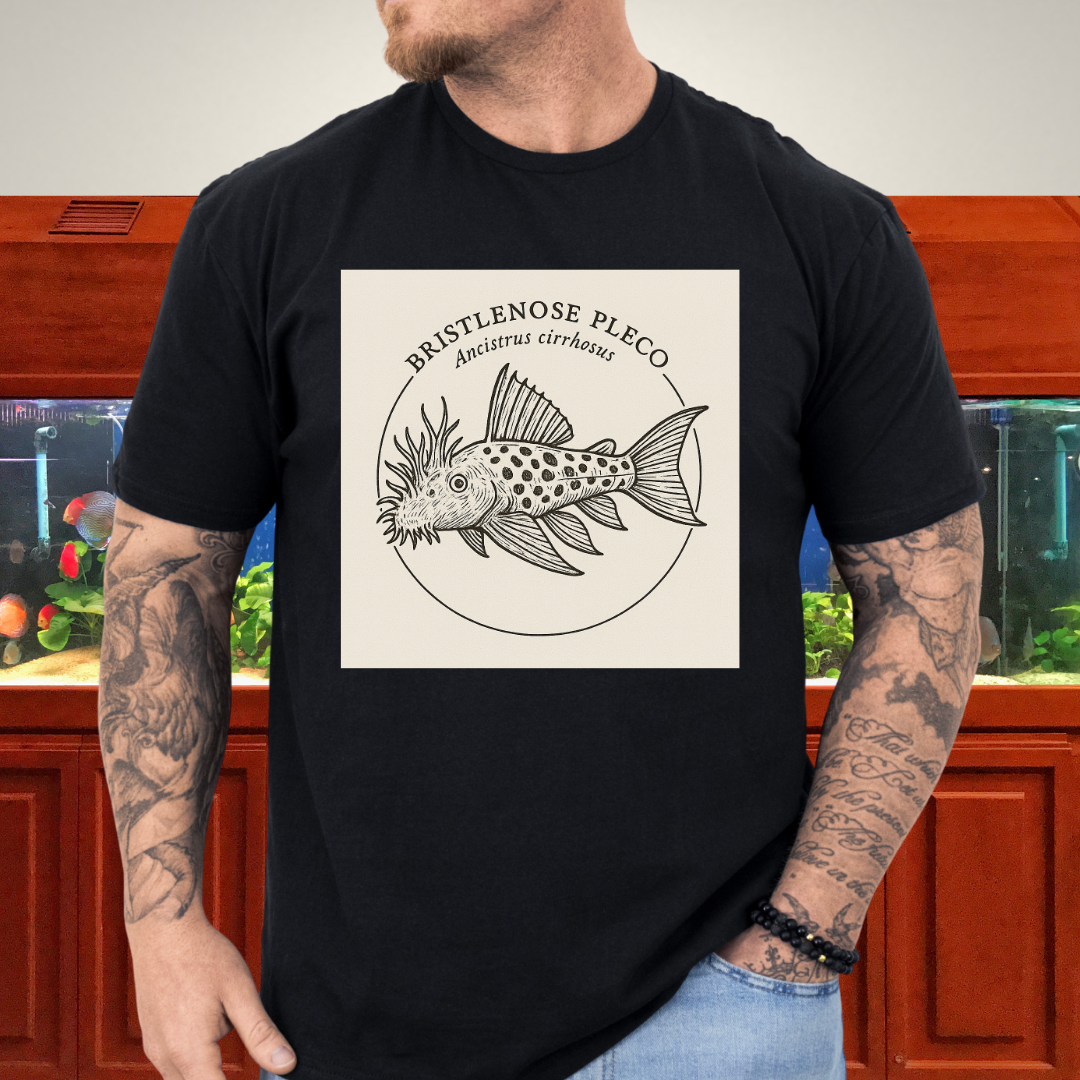Bristlenose Pleco Tee – Monochrome Etching Style Design