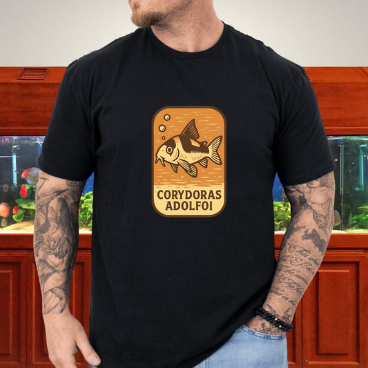 Retro Hover Tee – Corydoras Adolfoi Woodcut Style-T-Shirt-Fish & Friends Tees