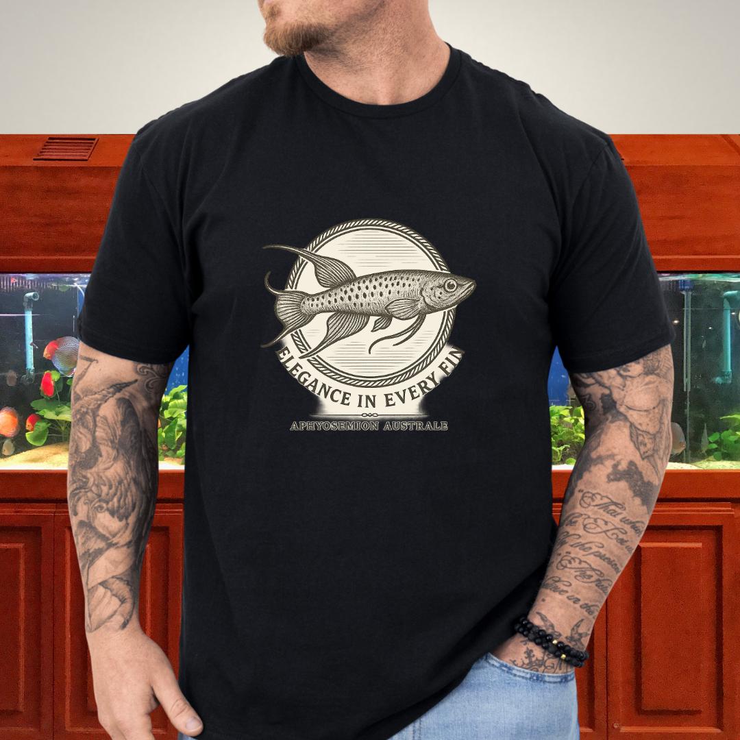 Elegance in Every Fin Tee – Lyretail Killifish Crest Design