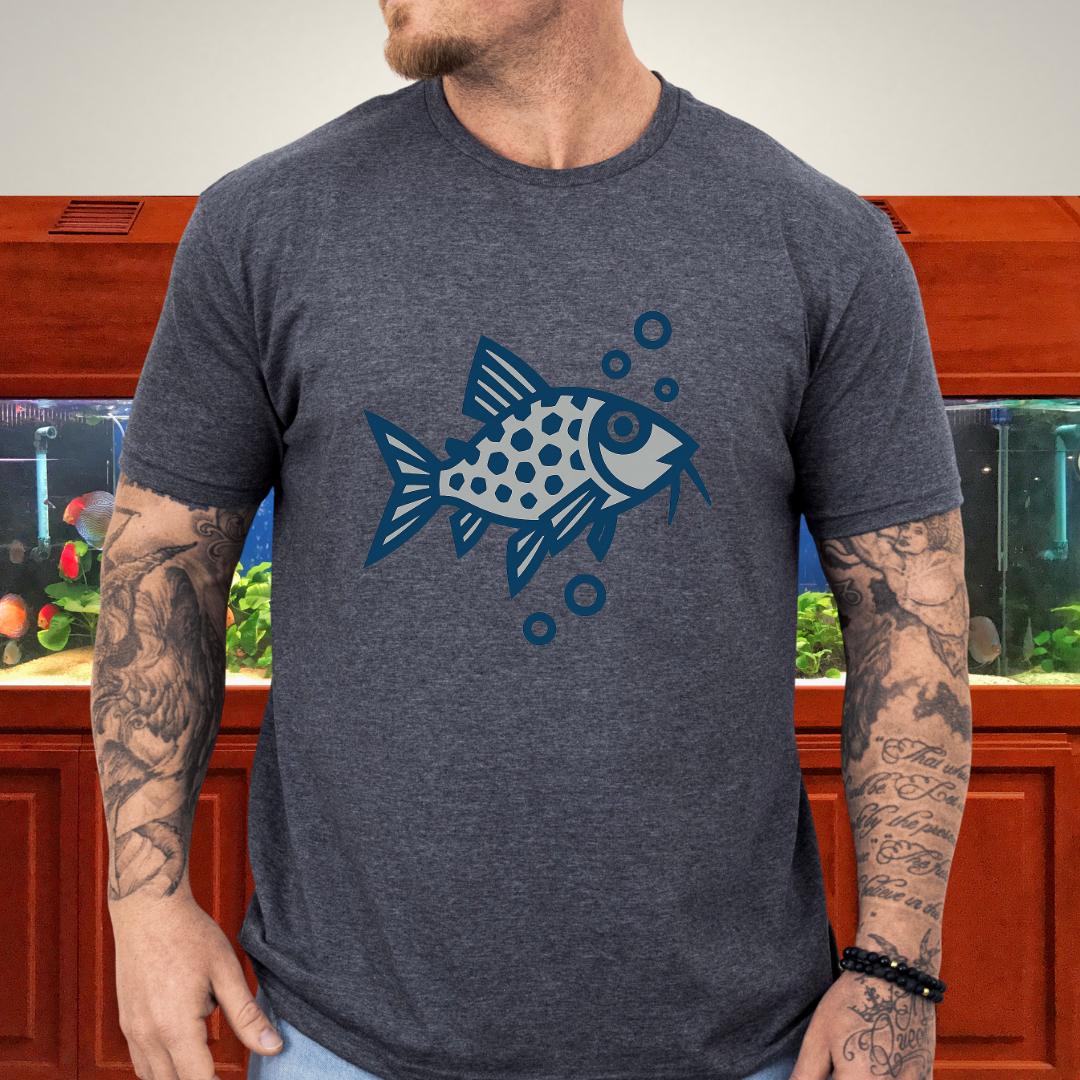 Corydoras Julii Shirt – Bold Blue & Grey Geometric Style-T-Shirt-Fish & Friends Tees
