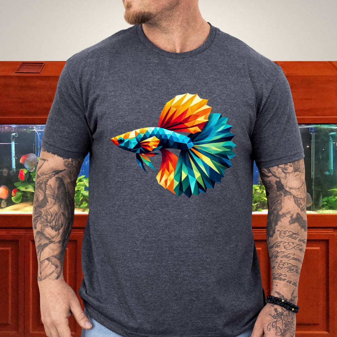 Geometric Guppy Fish T-Shirt – Polygonal Aquarium Style