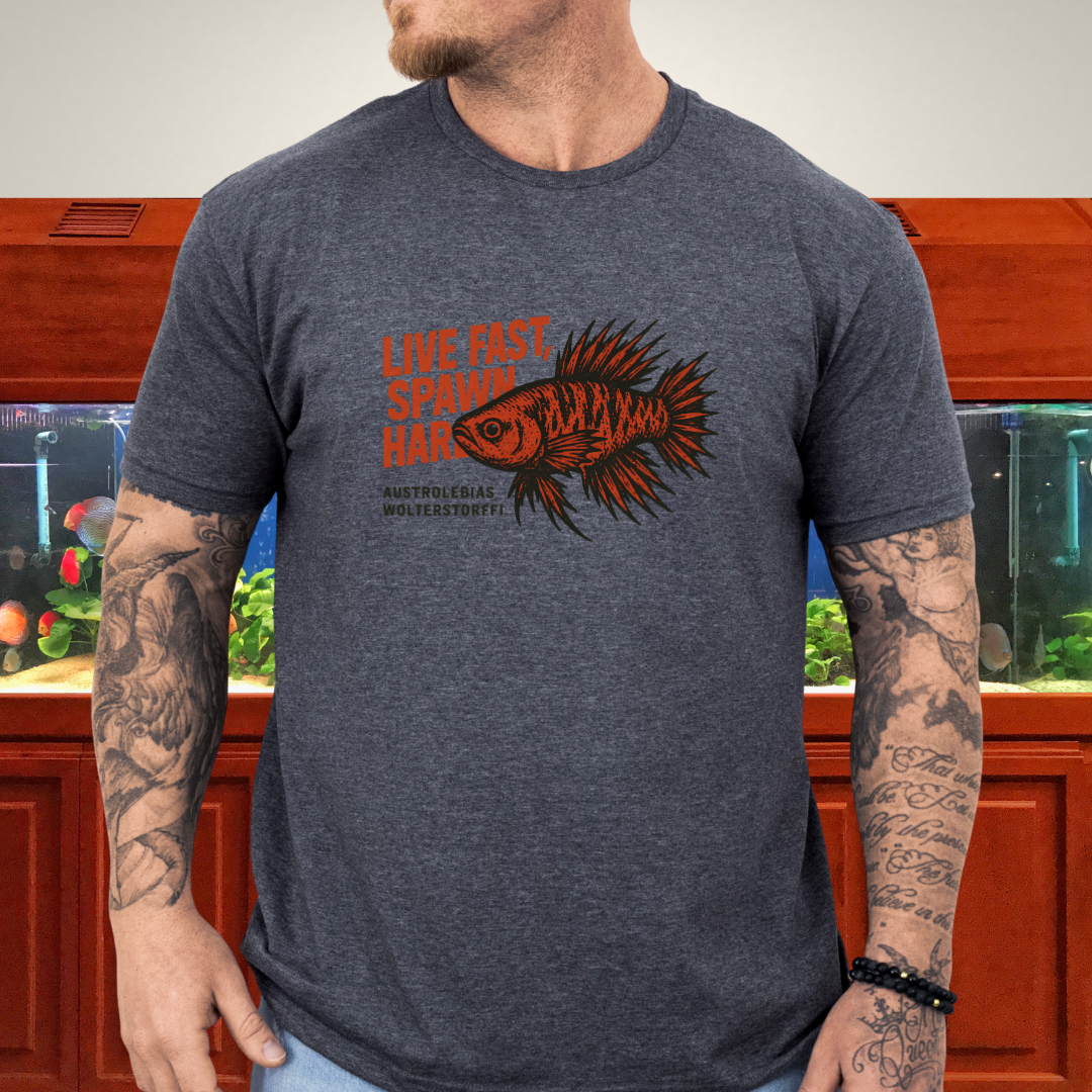 Live Fast, Spawn Hard Tee – Wolterstorffi Killifish Punk Design
