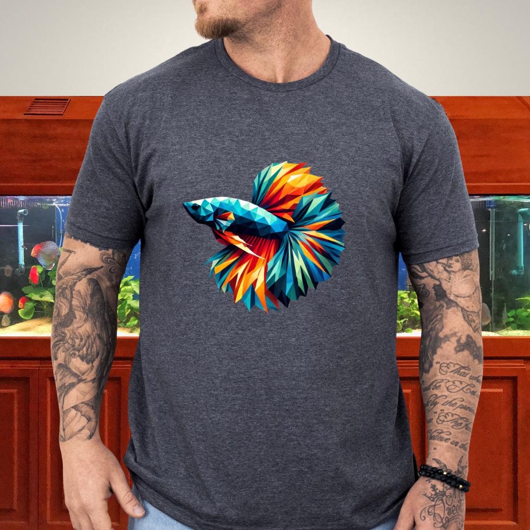 Geometric Betta Fish T-Shirt – Polygon Art Aquarium Style-T-Shirt-Fish & Friends Tees