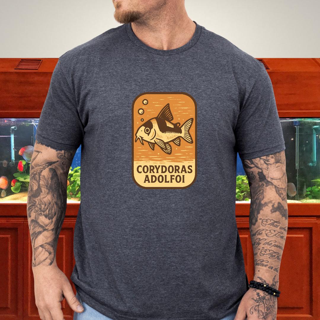 Retro Hover Tee – Corydoras Adolfoi Woodcut Style-T-Shirt-Fish & Friends Tees