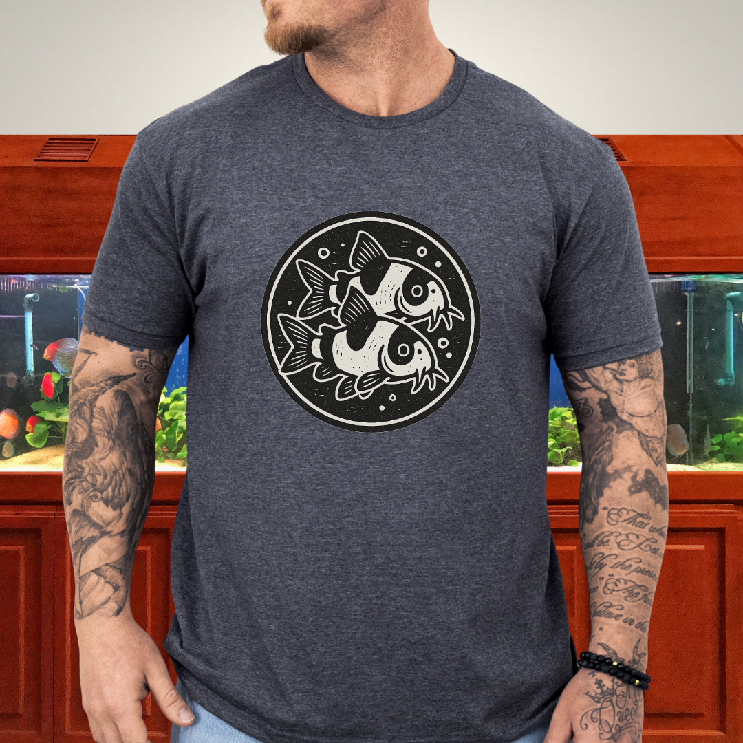 Double the Charm Tee – Panda Corydoras Retro Woodcut