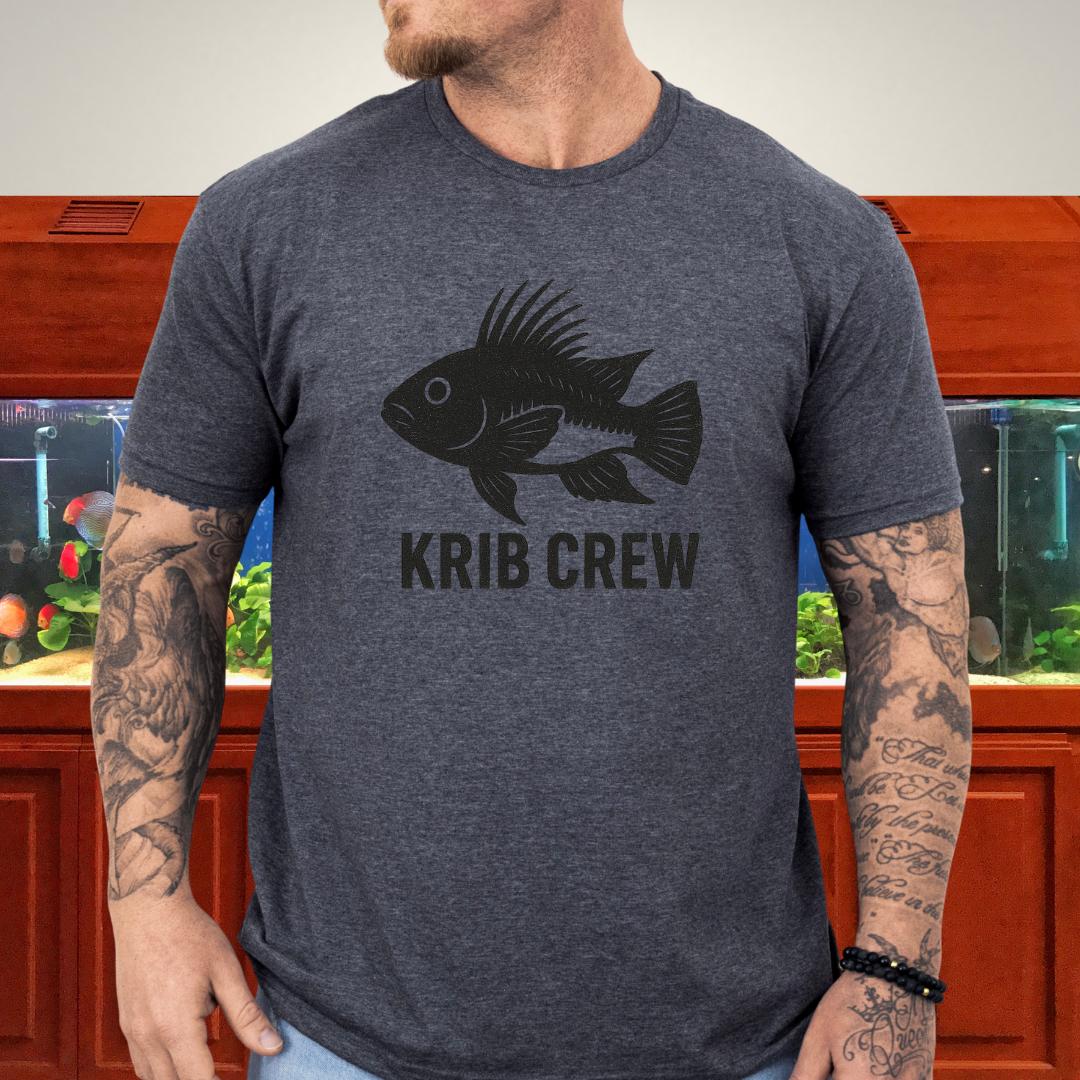 Krib Crew Tee – Minimal Monochrome Kribensis Logo Design-T-Shirt-Fish & Friends Tees