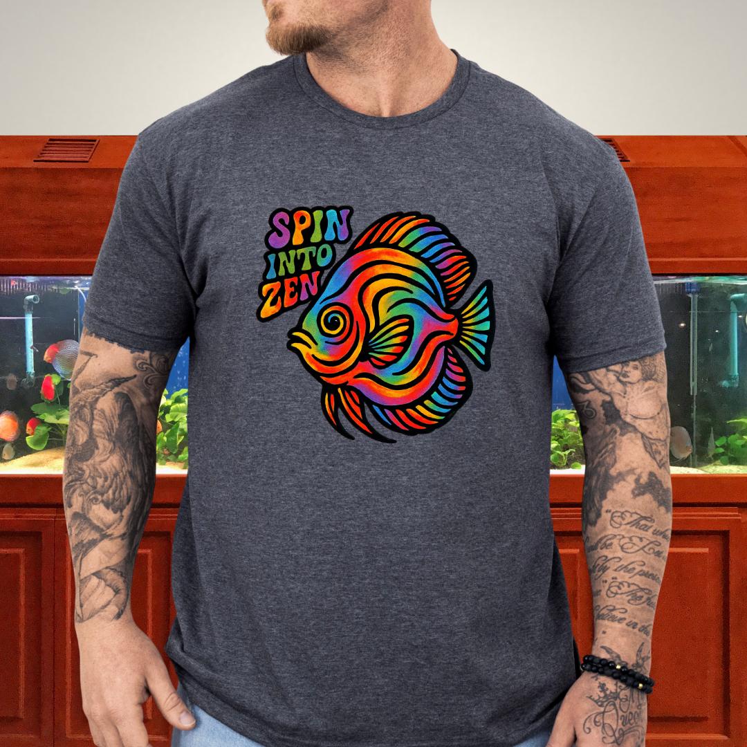 Rainbow Zen Discus Fish Tee – Psychedelic Aquarium Vibes-T-Shirt-Fish & Friends Tees