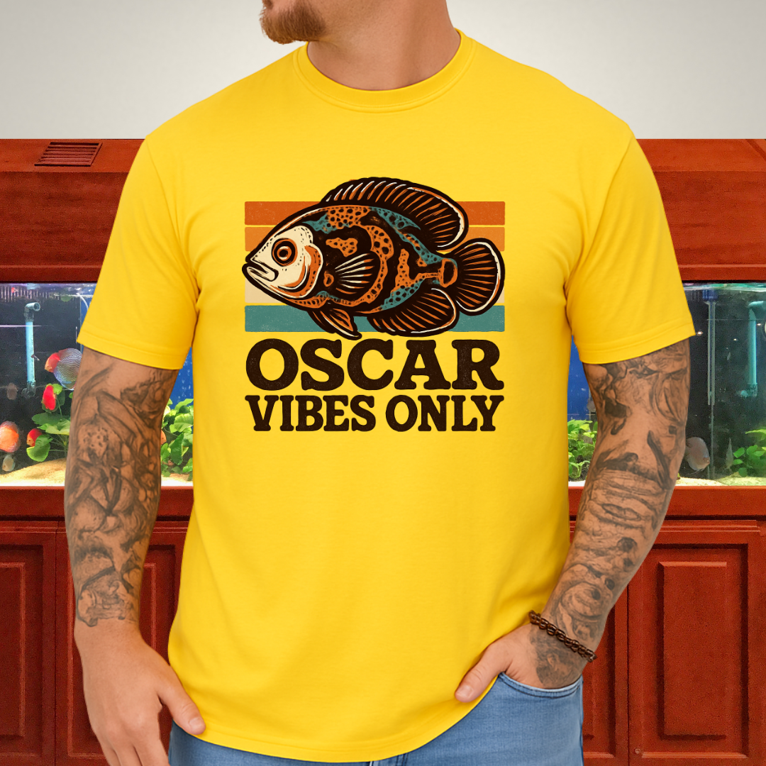 Retro Oscar Cichlid T-Shirt – 70s Groovy Fish Vibes