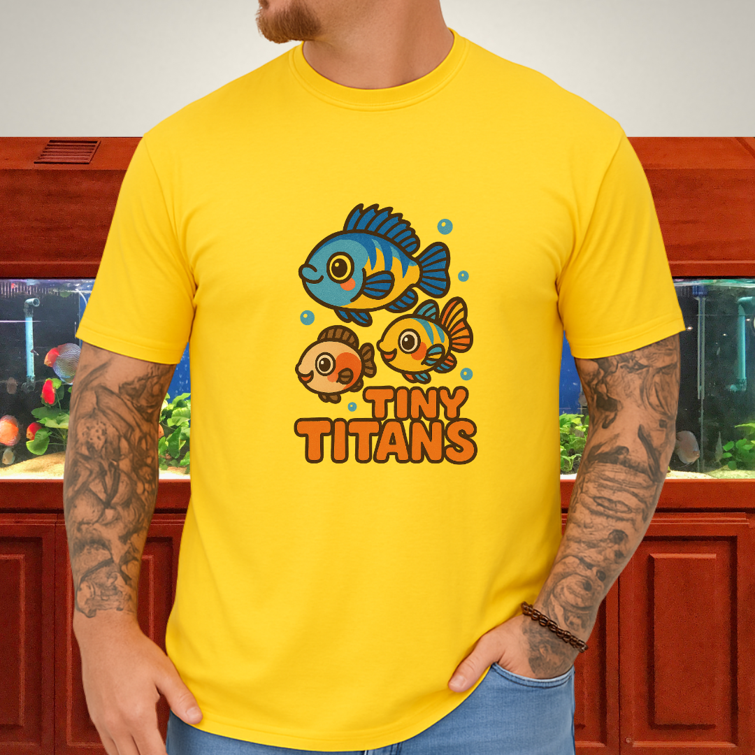Tiny Titans Tee – Kawaii Dwarf Cichlid Cartoon Design