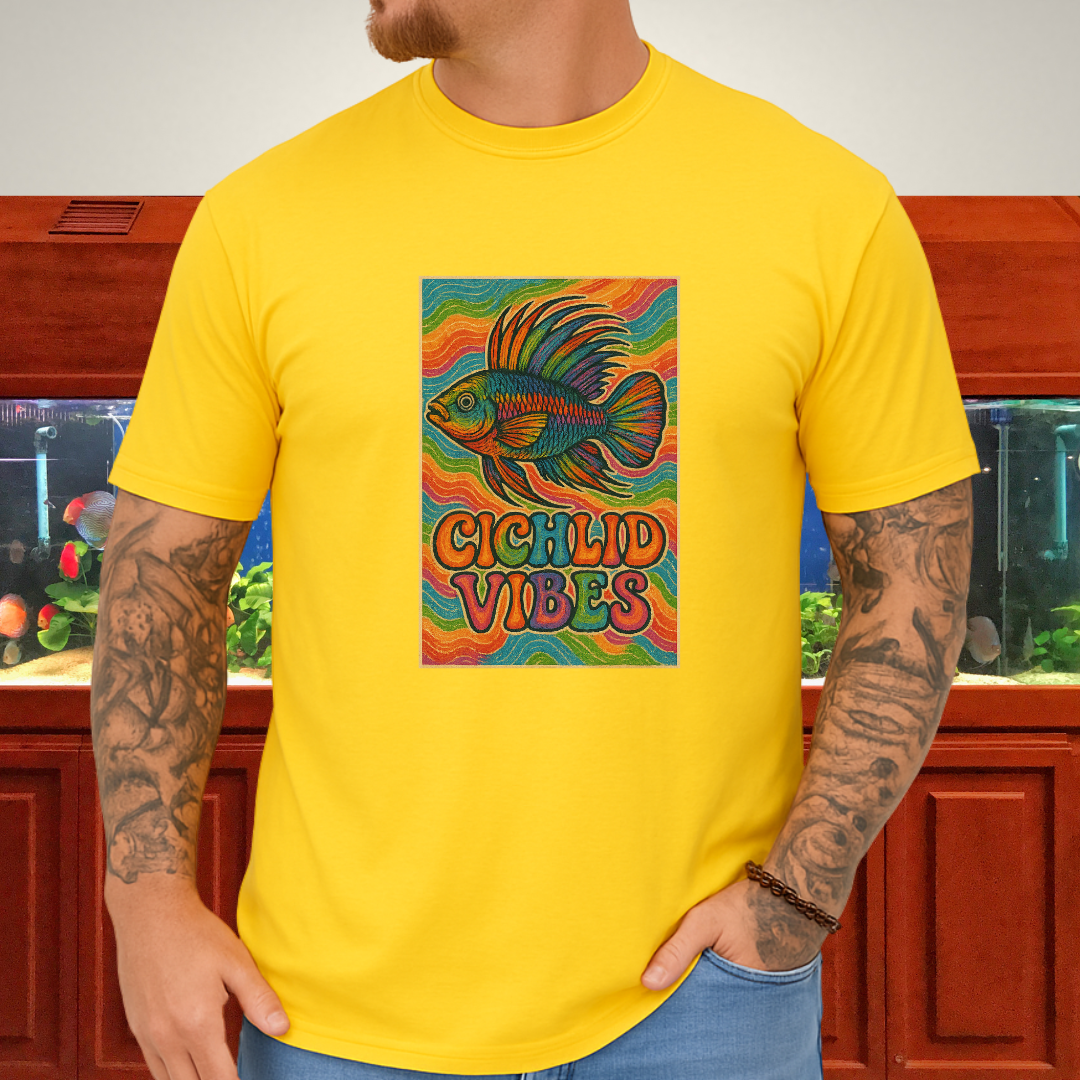Cichlid Vibes Tee – Groovy Rainbow Apistogramma Design