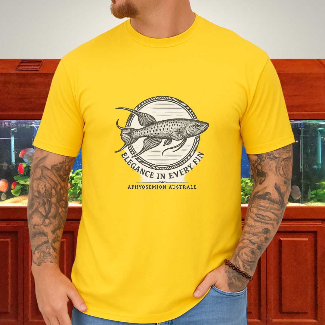 Elegance in Every Fin Tee – Lyretail Killifish Crest Design