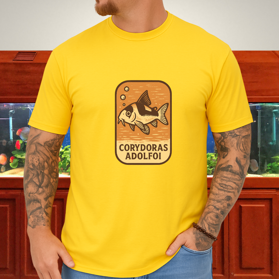 Retro Hover Tee – Corydoras Adolfoi Woodcut Style