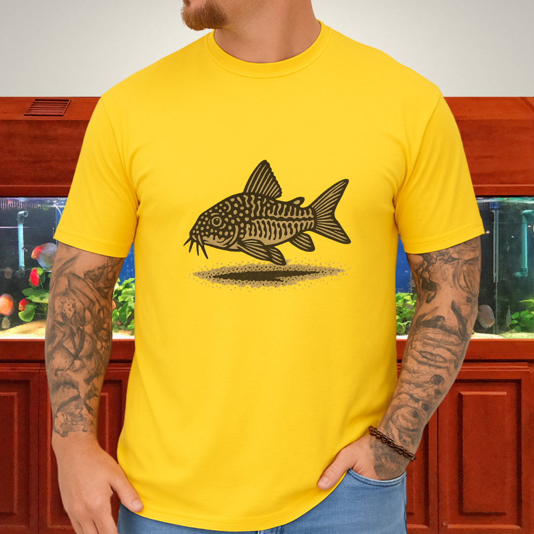Sand Dweller Tee – Realistic Sterbai Corydoras Design