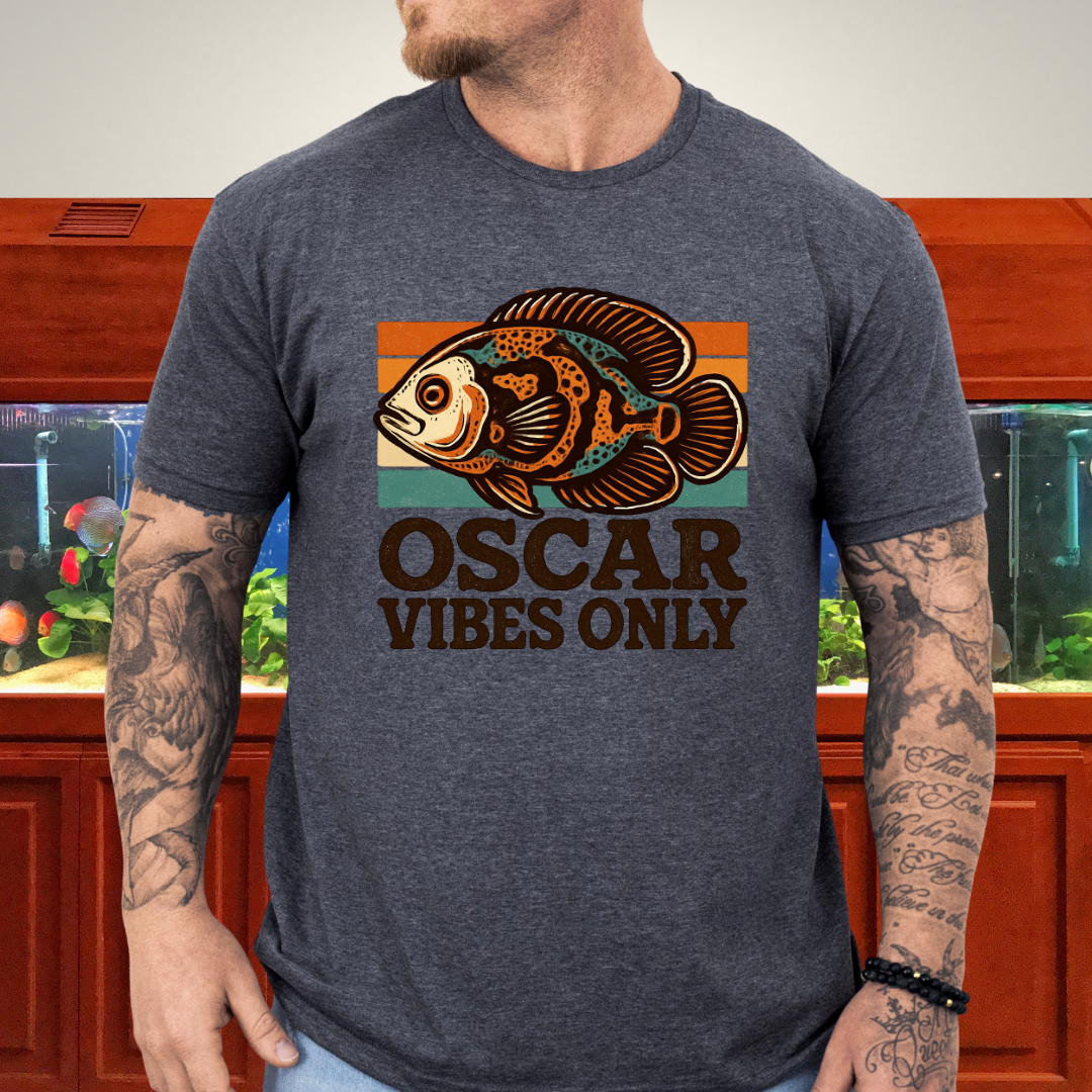Retro Oscar Cichlid T-Shirt – 70s Groovy Fish Vibes