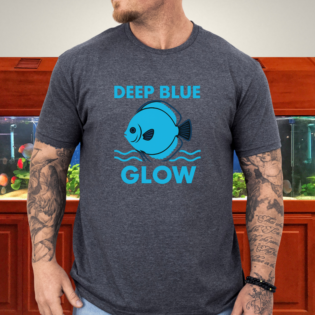 Deep Blue Glow Discus Fish Retro Tee