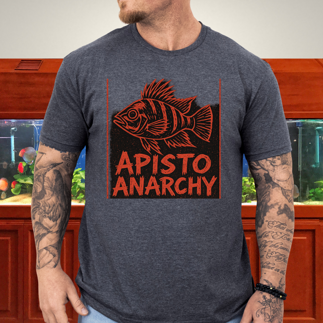 Apisto Anarchy Tee – Punk Band Poster Cichlid Design