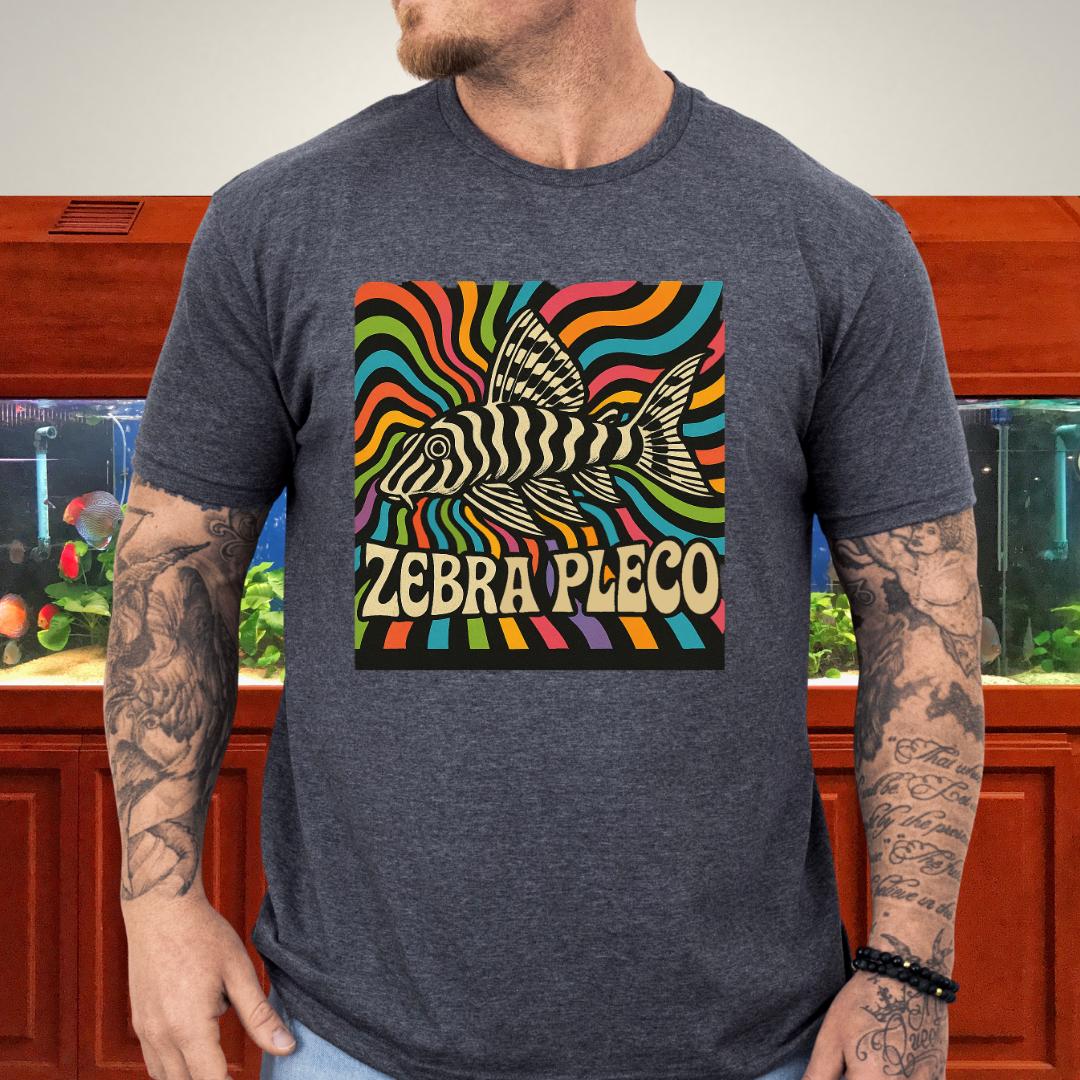 Zebra Pleco Tee – Psychedelic Rainbow Catfish Design