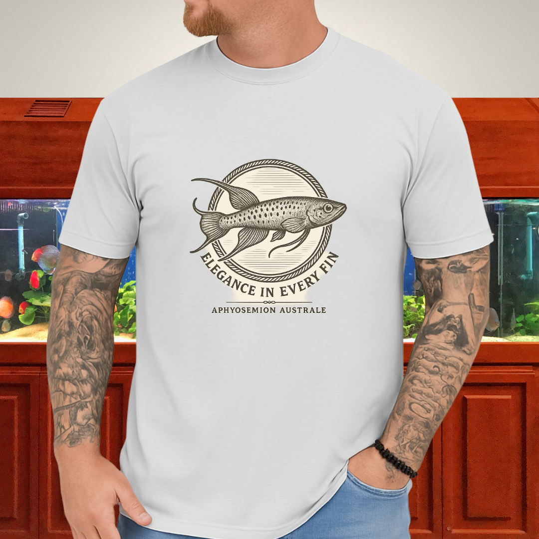 Elegance in Every Fin Tee – Lyretail Killifish Crest Design
