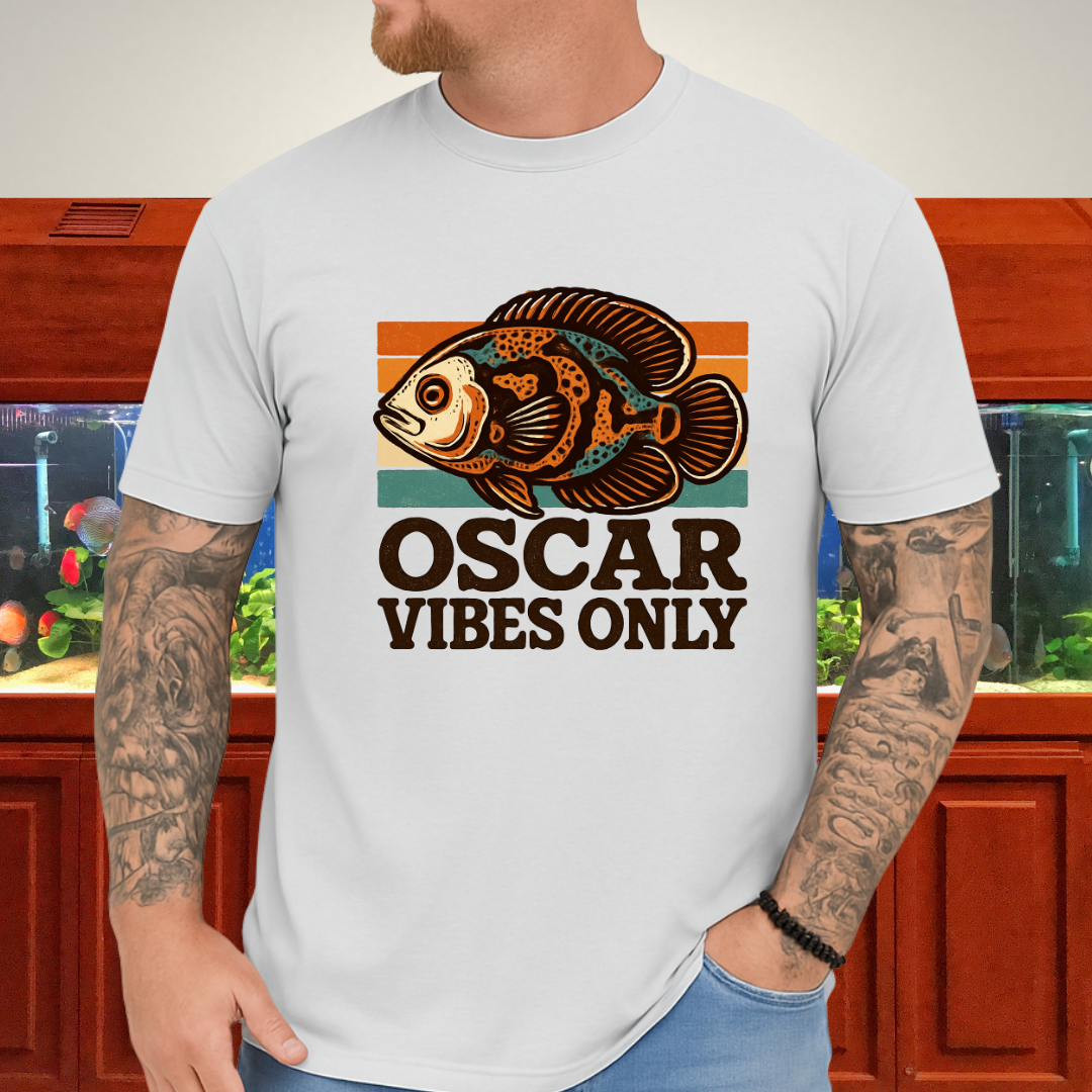 Retro Oscar Cichlid T-Shirt – 70s Groovy Fish Vibes