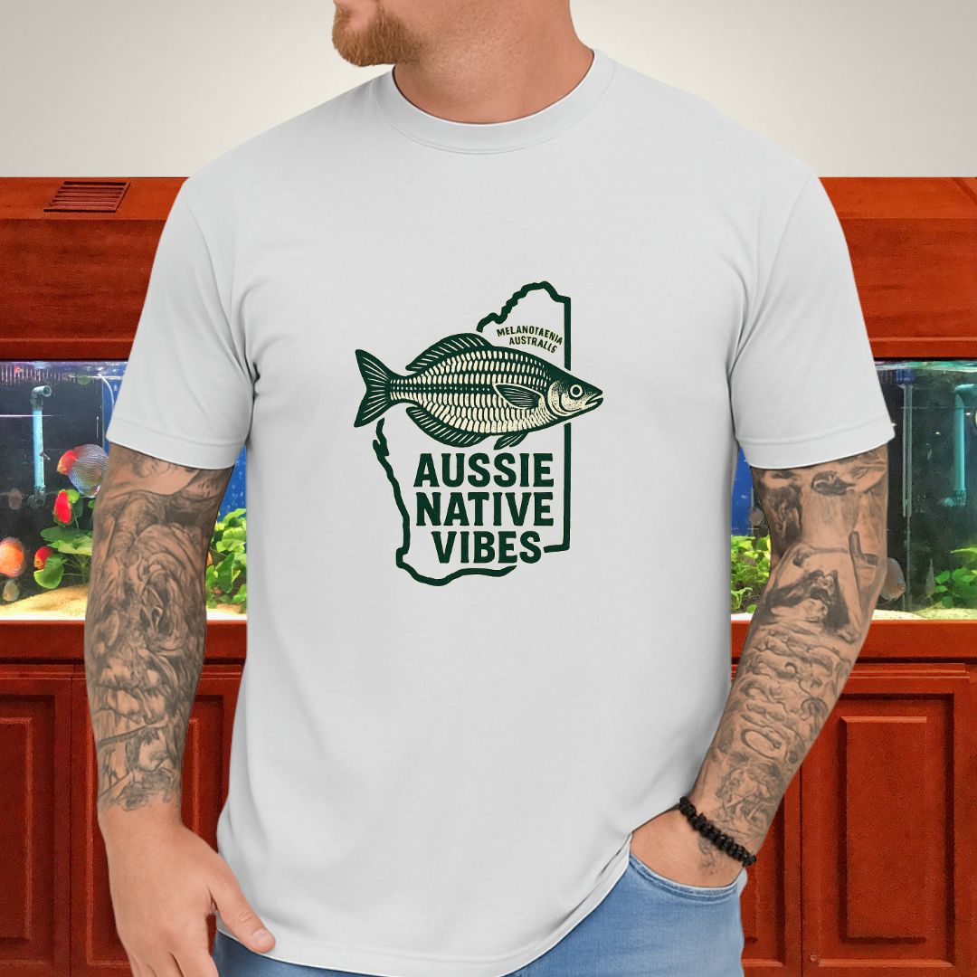 Aussie Native Vibes Tee – Western Rainbowfish Badge Design