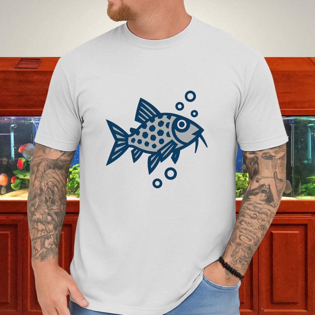 Corydoras Julii Shirt – Bold Blue & Grey Geometric Style-T-Shirt-Fish & Friends Tees