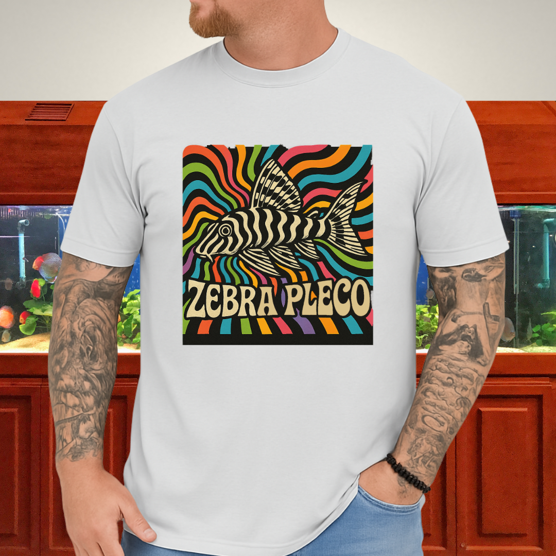 Zebra Pleco Tee – Psychedelic Rainbow Catfish Design