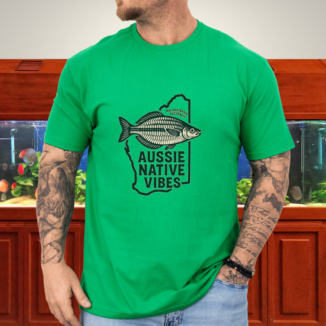Aussie Native Vibes Tee – Western Rainbowfish Badge Design