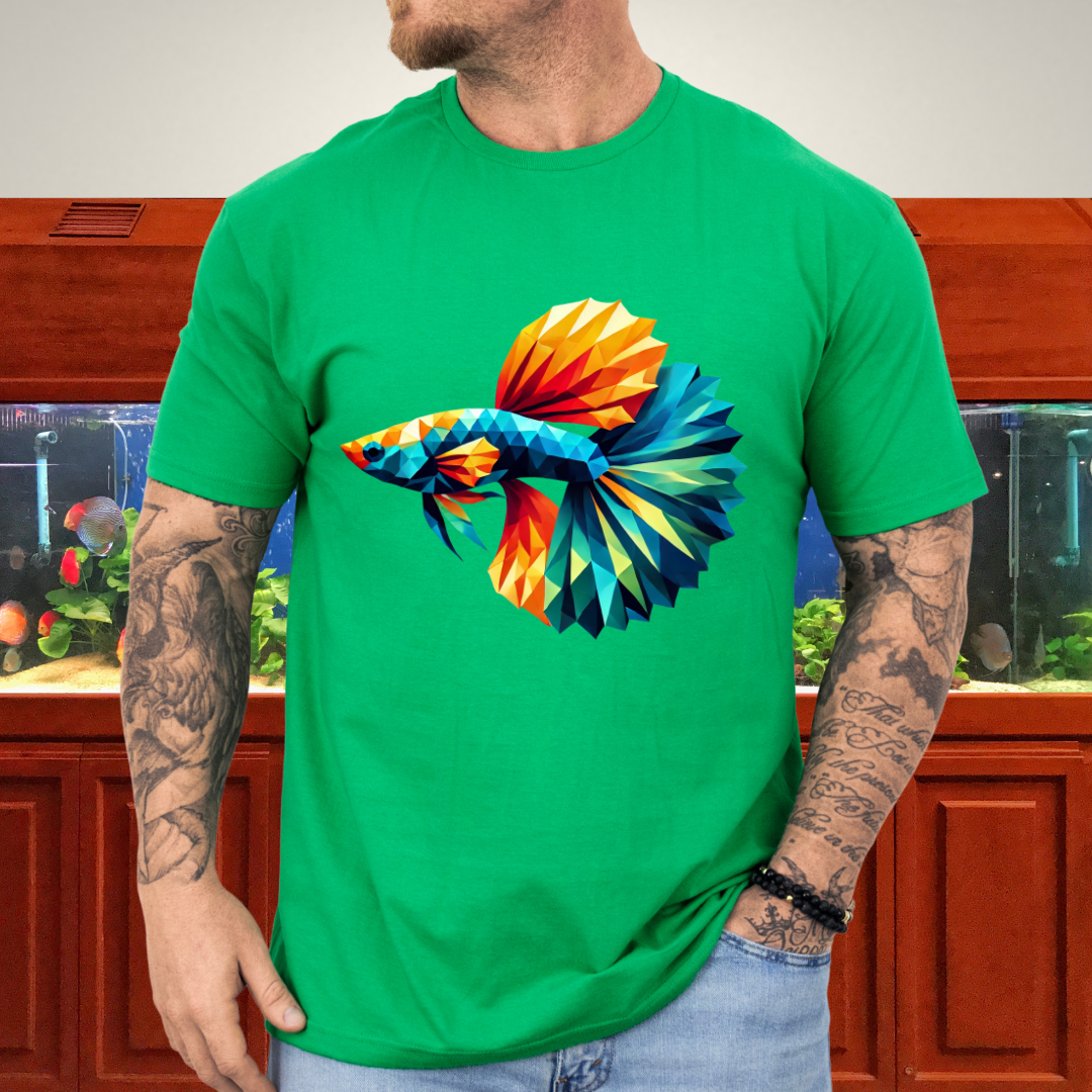 Geometric Guppy Fish T-Shirt – Polygonal Aquarium Style