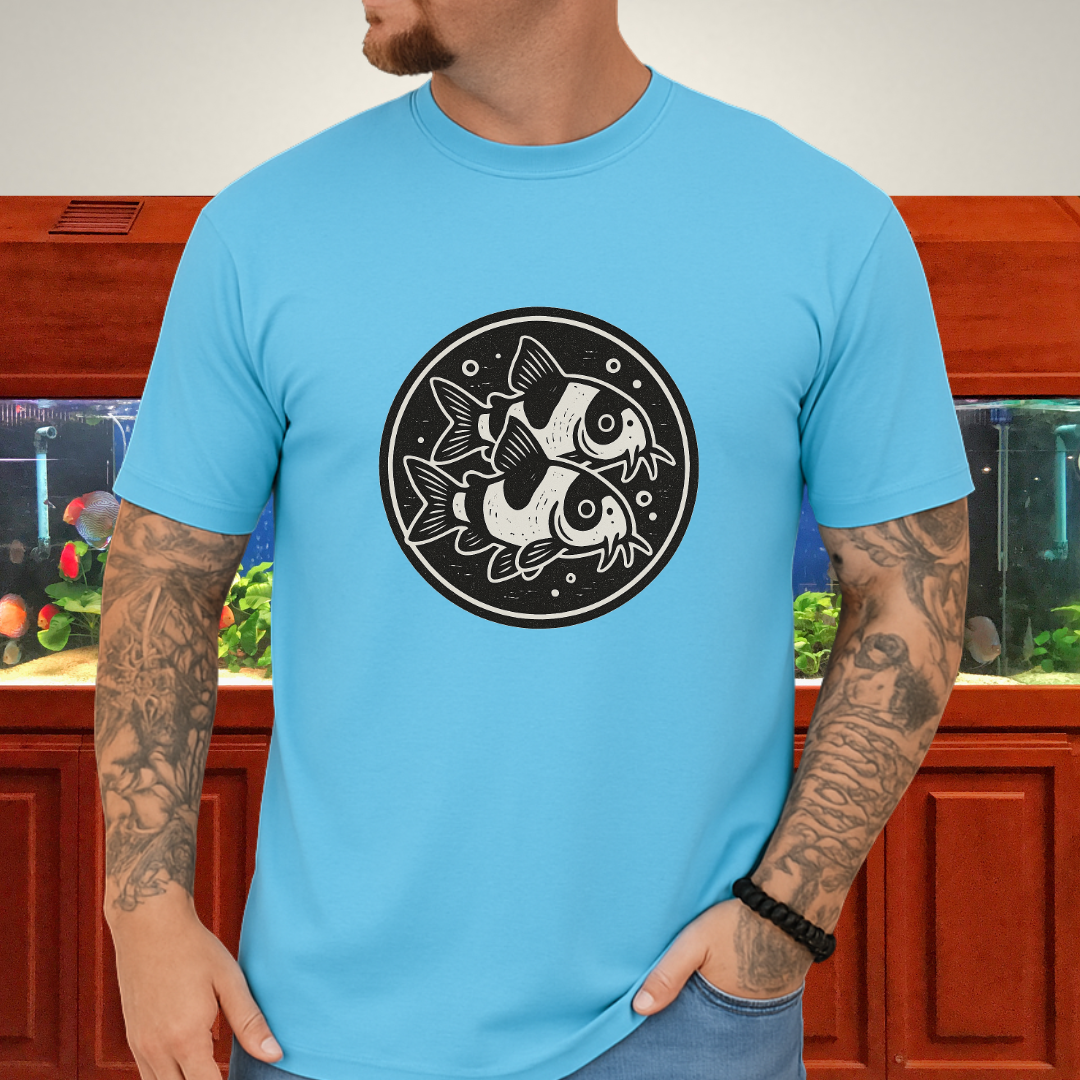 Double the Charm Tee – Panda Corydoras Retro Woodcut