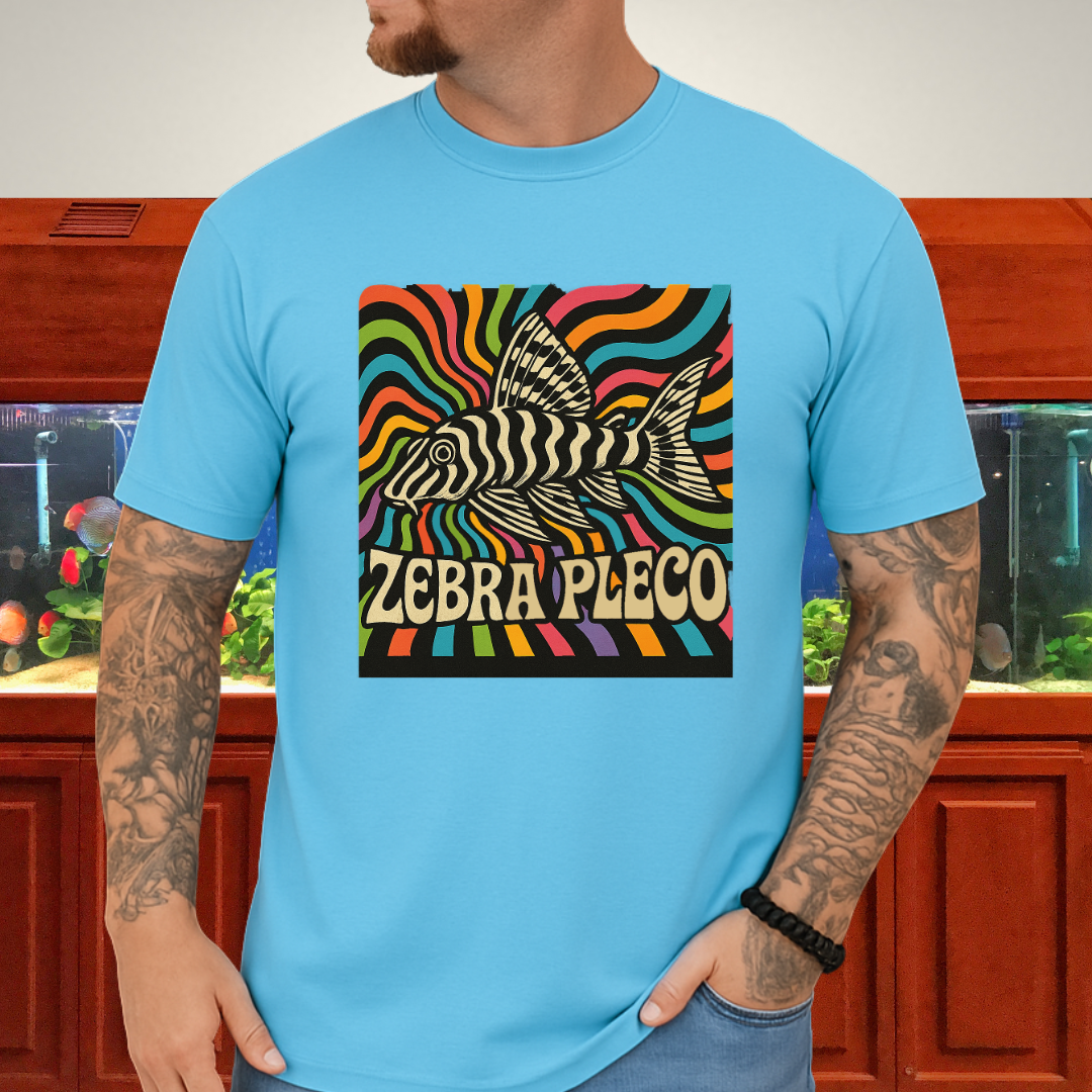Zebra Pleco Tee – Psychedelic Rainbow Catfish Design